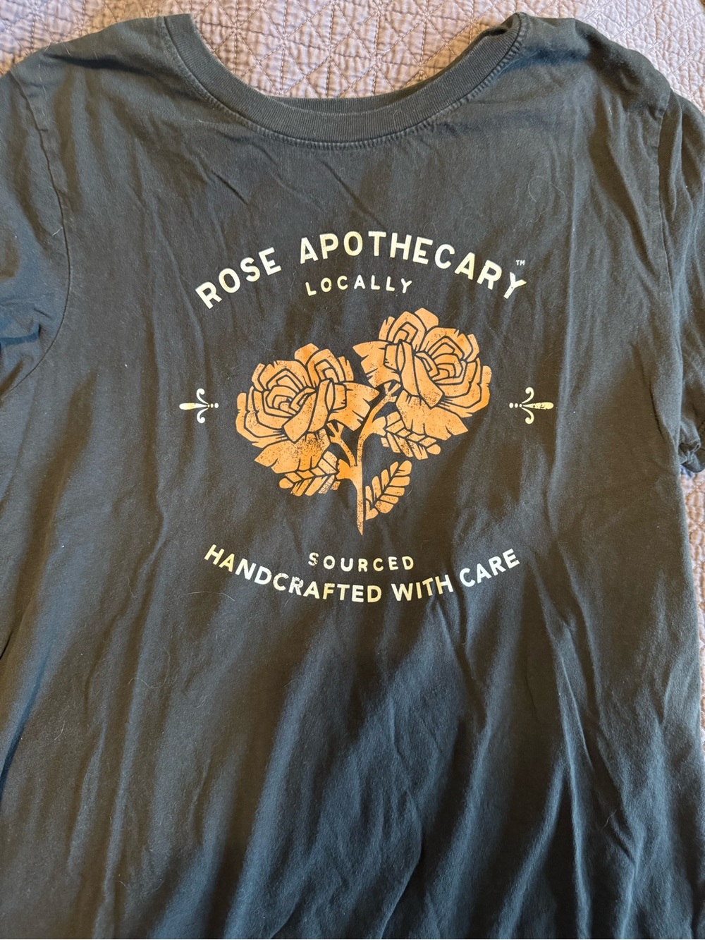 Rose Apothecary Graphic Tee — Black with Orange Print
